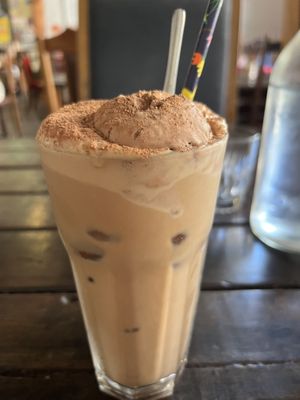 Hazelnut milk mocha with coconut Chocolate ice cream   at Moore & Moore Cafe in Fremantle