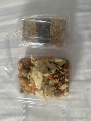 So good I got a takeaway for later plus 3 desserts… all for 80bht (30bht for sweets) I don’t think the lady charged me for the cabbage as they were closing.  at Buffet - Tirasathit Alley in Satun