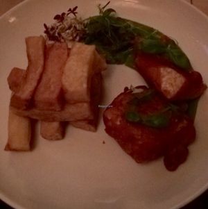 Smoked tofu and chips at Earth and Stars in Brighton