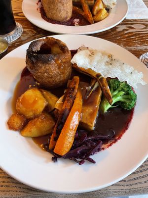Vegan pork belly roast with rice paper crackling   at Earth and Stars in Brighton
