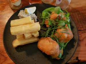 tofu and chips at Earth and Stars in Brighton
