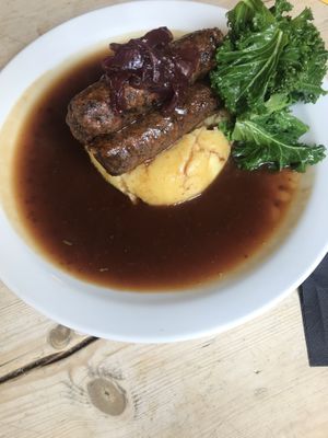 Mushroom & garlic sausage!  at Earth and Stars in Brighton