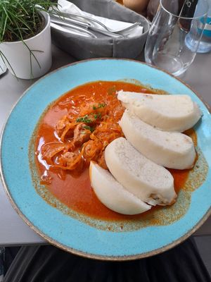 goulash with dumplings at Vegan's Prague in Prague