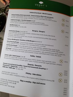 Menu at Vegan's Prague in Prague
