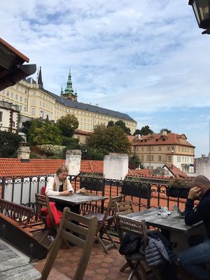 View from the rooftop terrace  at Vegan's Prague in Prague