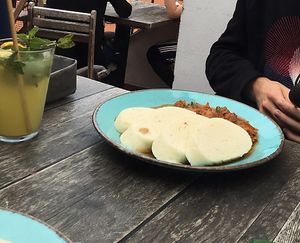 Goulash with dumplings  at Vegan's Prague in Prague