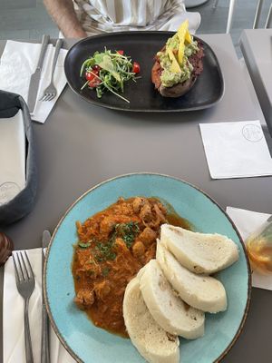 Gulasch and Stuffes Sweet Potatoe at Vegan's Prague in Prague