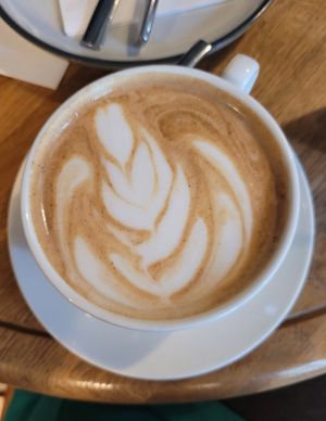 Chai Latte with almond milk at Vegan's Prague in Prague