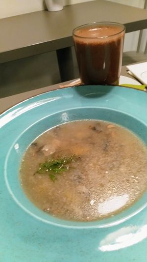 Mushroom soup at Vegan's Prague in Prague
