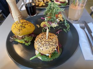 Variety Burger Plate 🍔  at Vegan's Prague in Prague