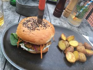 Satisfaction burger  at Vegan's Prague in Prague