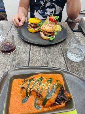 Zucchini Lasagna and Mini Burger Variation at Vegan's Prague in Prague