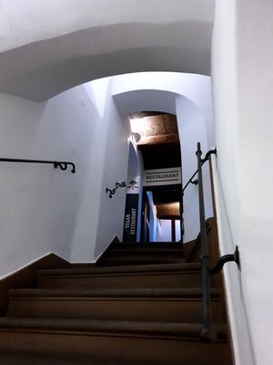more stairs, remember to look at the ceiling there! ;) at Vegan's Prague in Prague