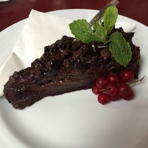 raw chocolate cake  at Vegan's Prague in Prague