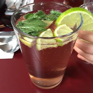 homemade raspberry lemonade  at Vegan's Prague in Prague