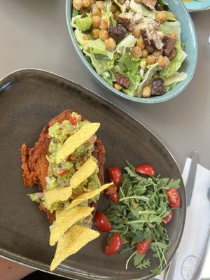 Baked Sweet Potato and Caesar Salad    at Vegan's Prague in Prague