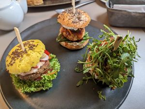 Triple burgers at Vegan's Prague in Prague