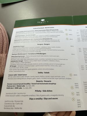 Menu March 2023  at Vegan's Prague in Prague
