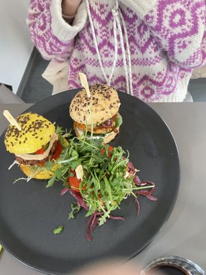 Variedad de miniburgers   at Vegan's Prague in Prague
