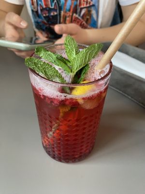 lemonade (tasted like raspberry sirup :/)  at Vegan's Prague in Prague