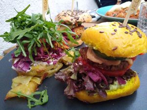 Mini burgers at Vegan's Prague in Prague