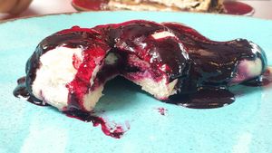 Dumplings with berry sauce at Vegan's Prague in Prague