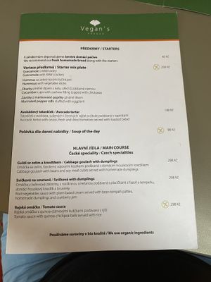 Menu 1  at Vegan's Prague in Prague