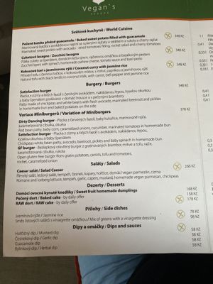 Menu 2  at Vegan's Prague in Prague