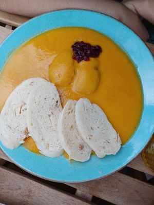 Sirloin in cream sauce at Vegan's Prague in Prague