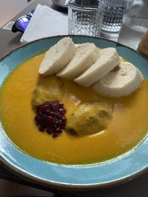 Vegan Tempeh Stew with Dumplings  at Vegan's Prague in Prague