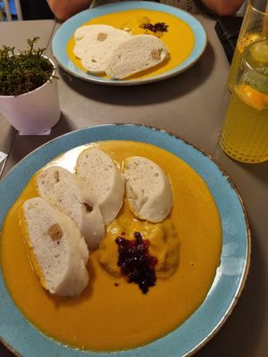 Svićková with dumplings at Vegan's Prague in Prague