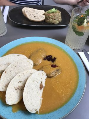 Svickova met dumplings  at Vegan's Prague in Prague