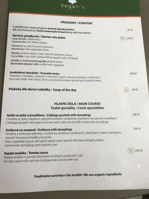 Menu deel 2  at Vegan's Prague in Prague