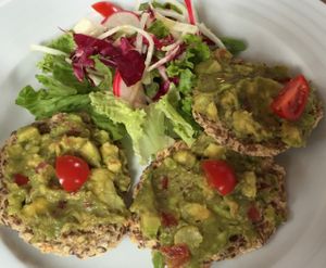 guac with raw crackers  at Vegan's Prague in Prague