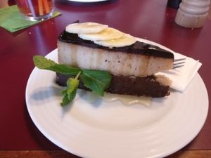 Raw banana and peanut cake at Vegan's Prague in Prague