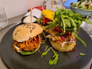 Mini burgers at Vegan's Prague in Prague