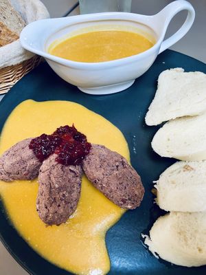 Svícková with dumplings  at Vegan's Prague in Prague