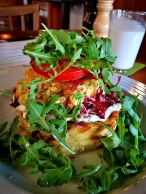 Gluten free "burger" at Vegan's Prague in Prague