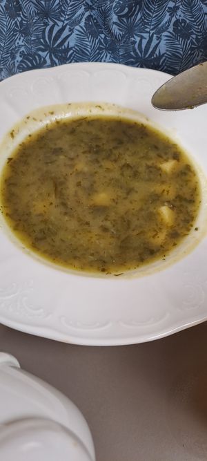 Potato soup at Vegan's Prague in Prague