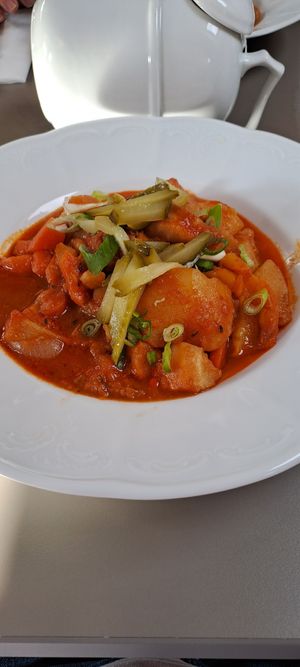 Potato goulash for that local food experience at Vegan's Prague in Prague