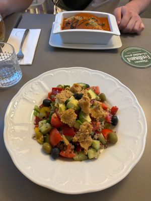 Quinoa salade et lasagnes d’aubergine. at Vegan's Prague in Prague