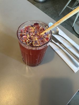 Homemade raspberry lemonade   at Vegan's Prague in Prague
