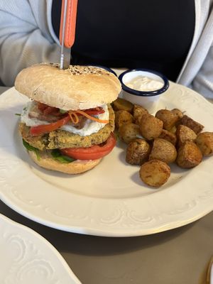 Homemade Burgerr  at Vegan's Prague in Prague