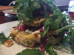 GF burger- tower of delicious layers at Vegan's Prague in Prague