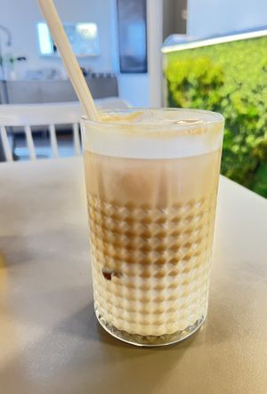 Iced latte   at Vegan's Prague in Prague