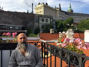 View from our table on the balcony! at Vegan's Prague in Prague