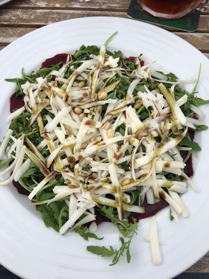 My favorite...carpaccio from baked and marinated beetroot! at Vegan's Prague in Prague