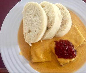 Delicious dumplings with tempeh. Highly recommend! My favorite vegan traditional Czech food I tried in Prague.  at Vegan's Prague in Prague