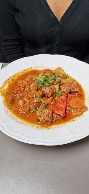 Potato goulash at Vegan's Prague in Prague