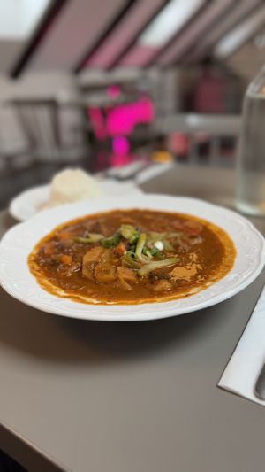 Vegan goulash and rice   at Vegan's Prague in Prague